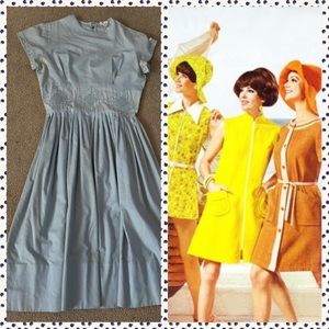 Vintage 1950s-60s Vicky Vaughn Classy Blue Dress